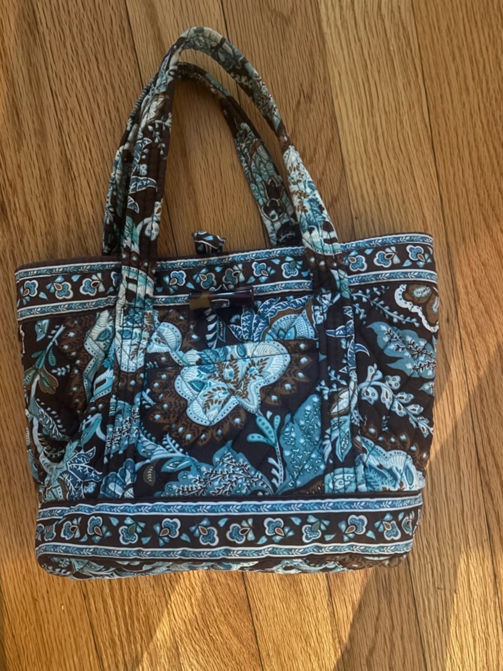Vera Bradley Java Blue Mini Tote Quilted Cotton Small Bag Retired EUC